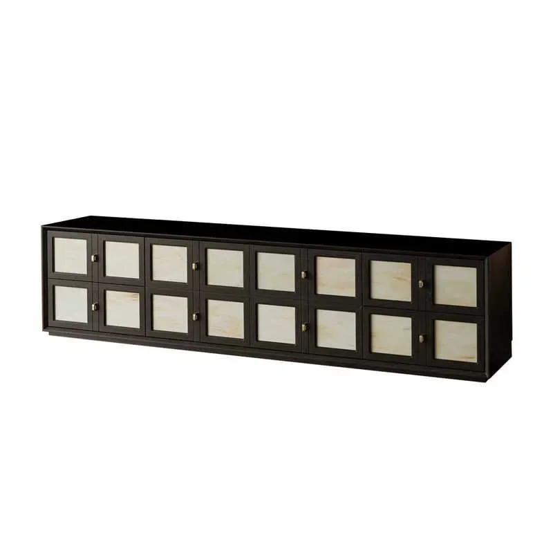 

French retro all-solid wood TV cabinet black American style small apartment living room fragrant cloud yarn medium
