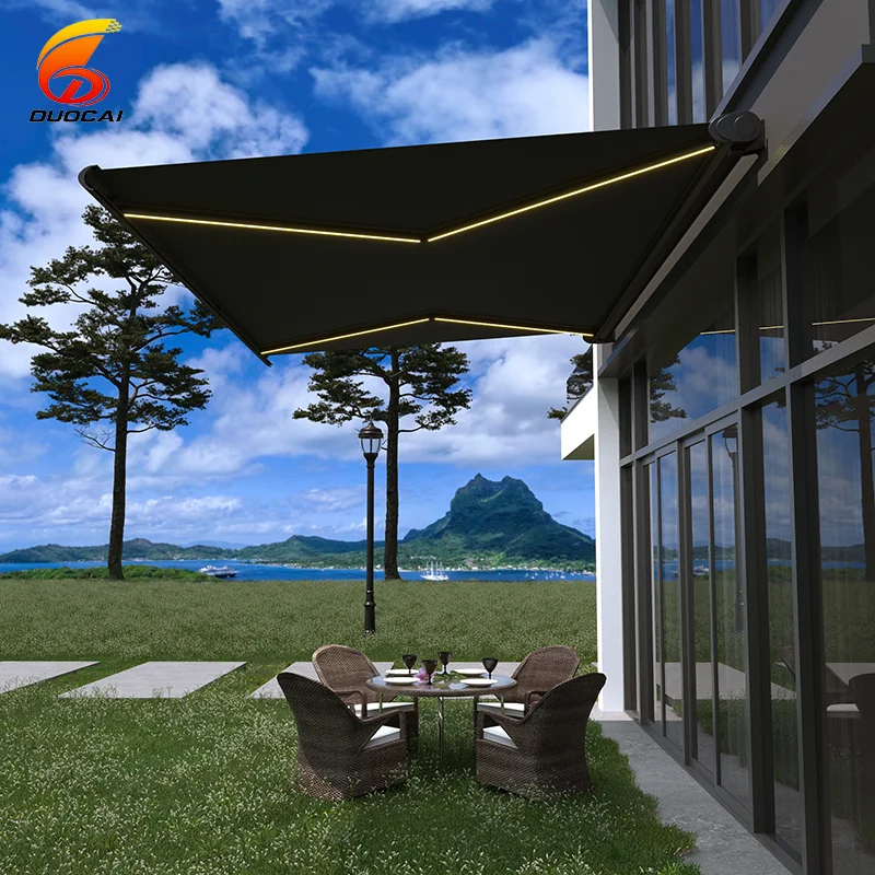 Tenda Gazebo Elektrik Terlaris Desain Kustom Outdoor Bahan Aluminium Alloy Dapat Diulur Model Full Box Pemasangan Mudah