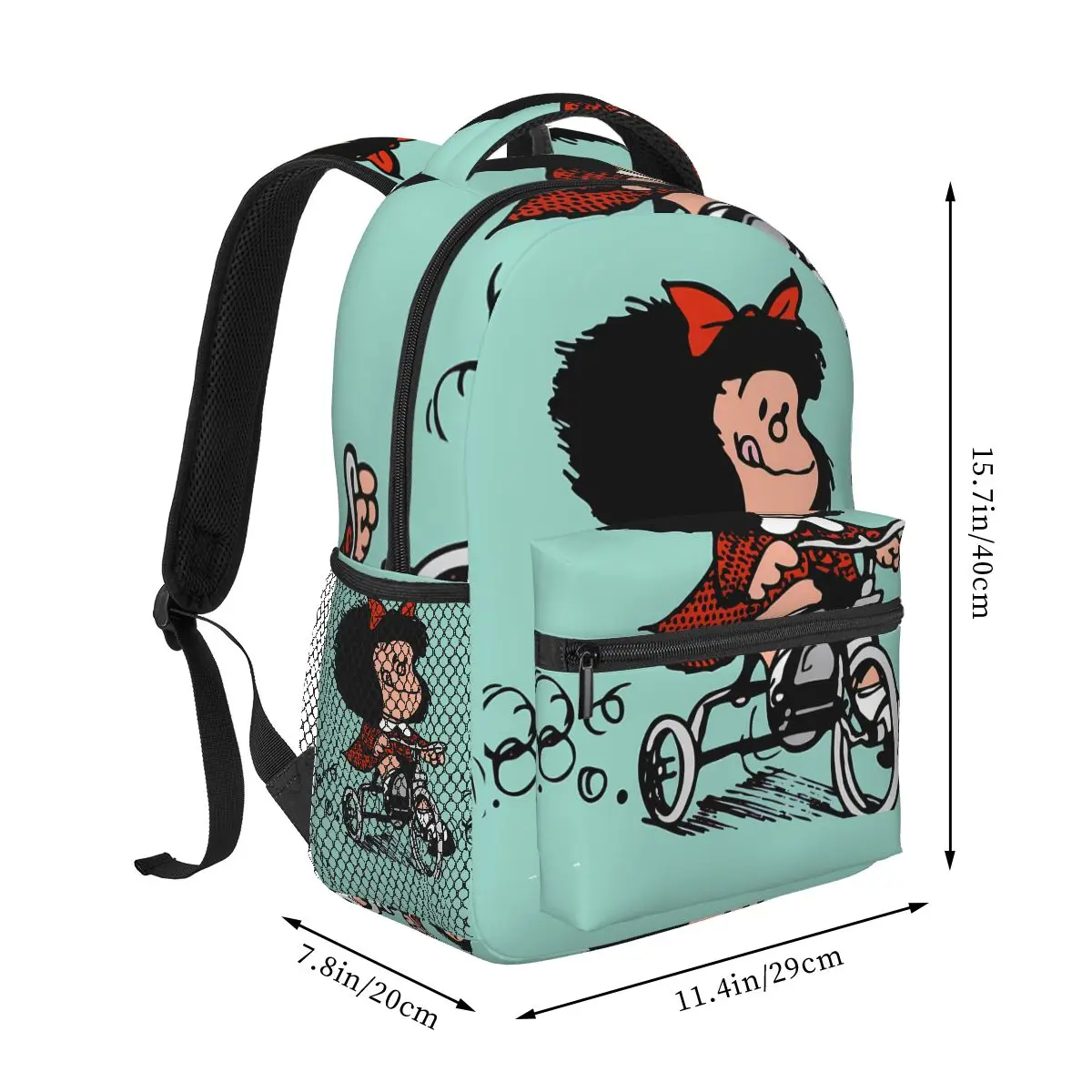 On A Bicycle Enjoys Life Backpacks Casual Portable Bags Anime Mafalda School Bag Students Gifts