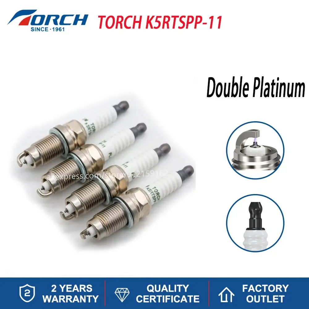 4-8PCS Candles Replace for PZFR5D-11 PZFR5J-11 PZFR5Q-11 ZFR5E-11 Denso K16GPR-U11 Double Platinum Spark Plugs TORCH K5RTSPP-11