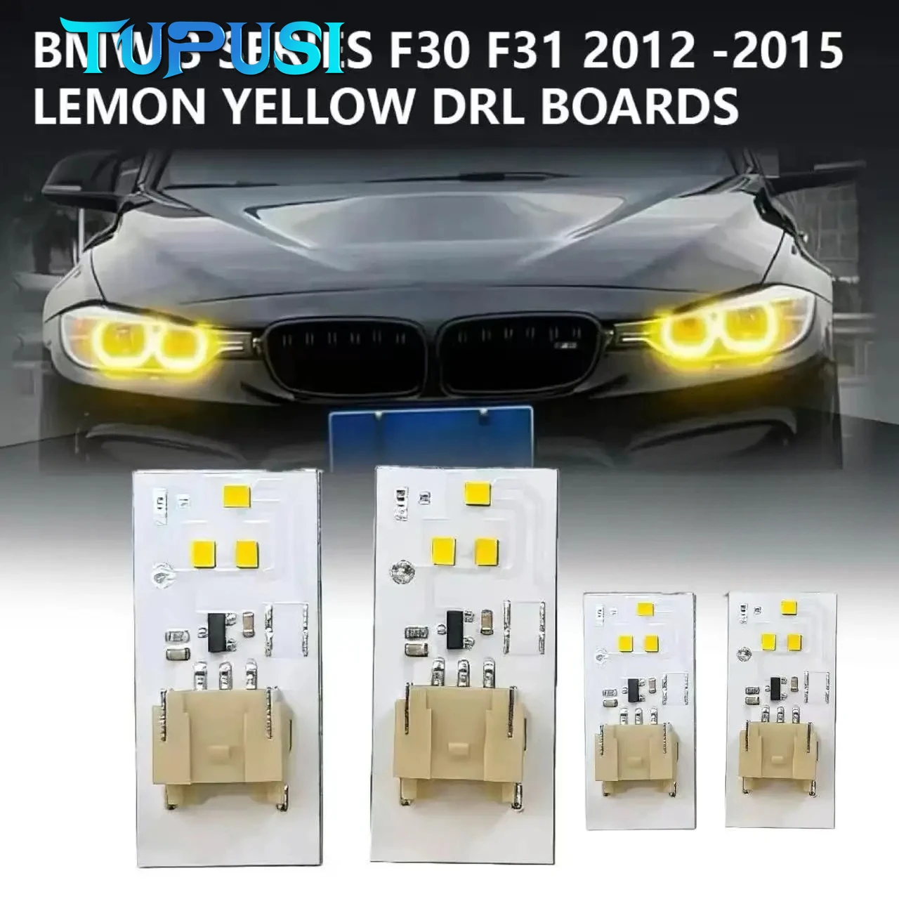 

For BMW 3 Series F30 F31 F34 320i 2012 -2015 Pre-LCI Xenon Headlight DRL Lemon Yellow Angel Eye Chip DRL Boards Car Accessories