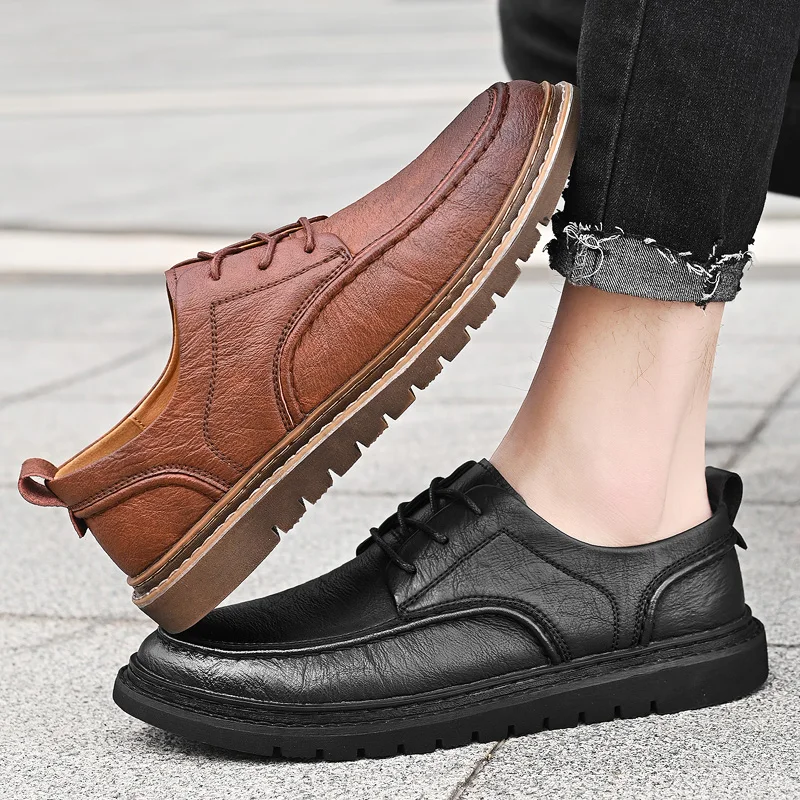 

Men's New leather shoes Gentleman Classic Retro Style Office Business Adult suit shoes Black brown hot selling quality dress