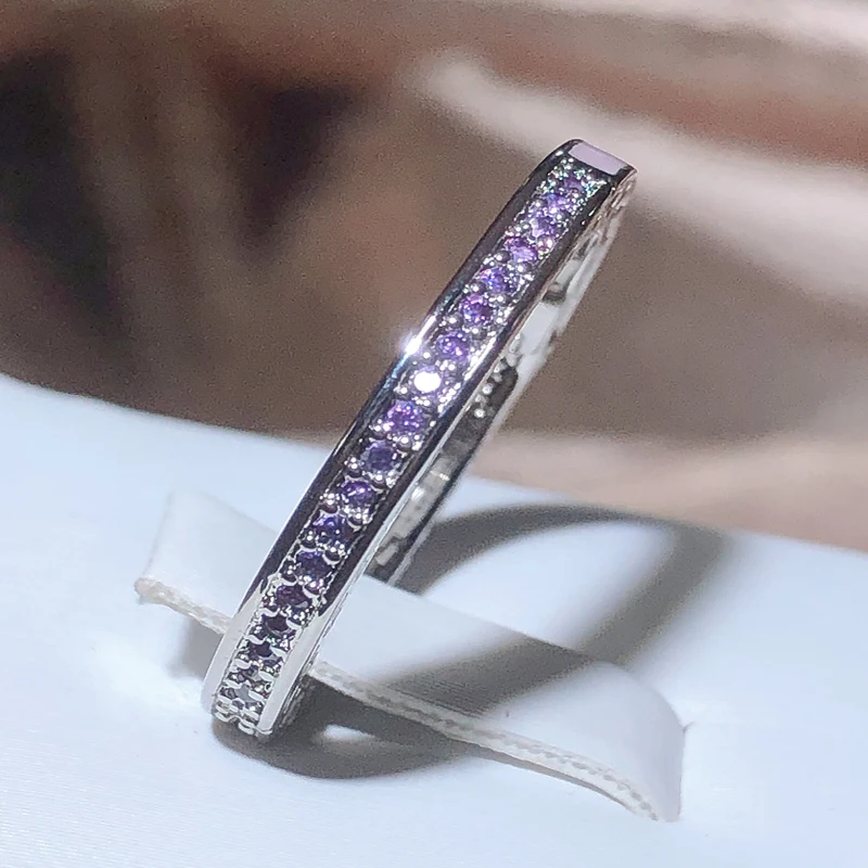 Elegant And Exquisite Light Purple Drip Enamel Ring For Women 925 Stamp Purple Zirconia Party Birthday Jewelry Gift