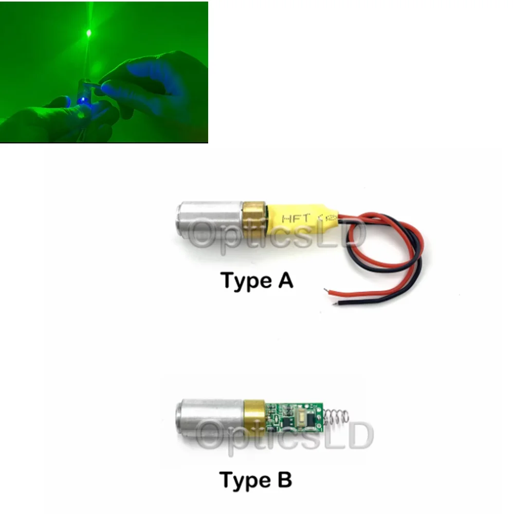532nm 50mW Dot Green Laser Module DC 5V with switch driver board
