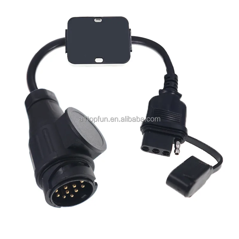 

RV Trailer Plug Adapter - 13 Pin EU Round To 4 Pin US Flat Converter For European To Trailer Conversion