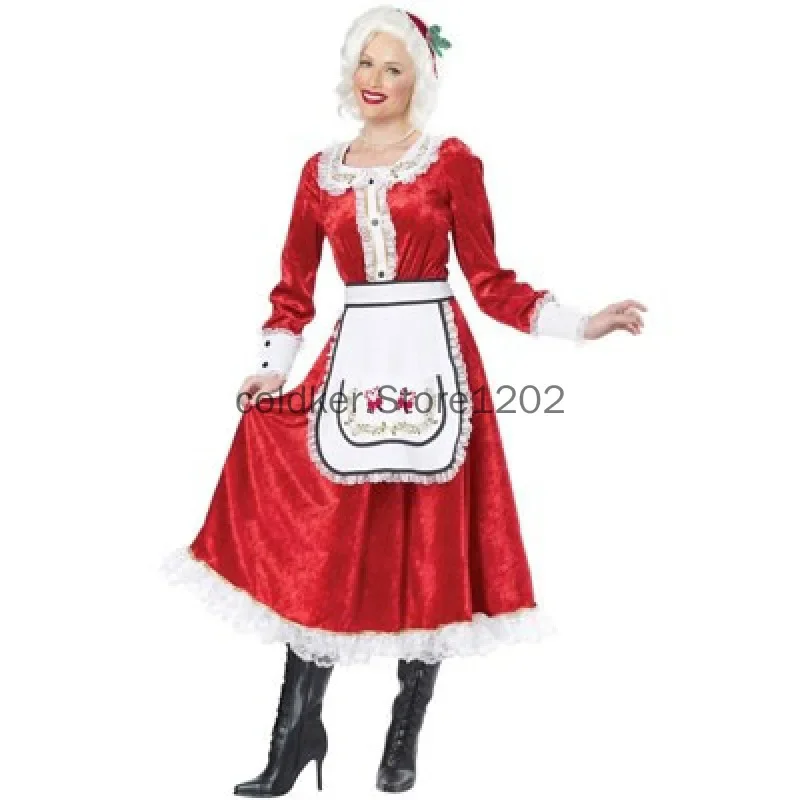 Christmas Santa Claus Dress Cosplay for Adult Mother Grandma Girl Xmas New Year Santa Cosplay Clothes Party Performance Wear