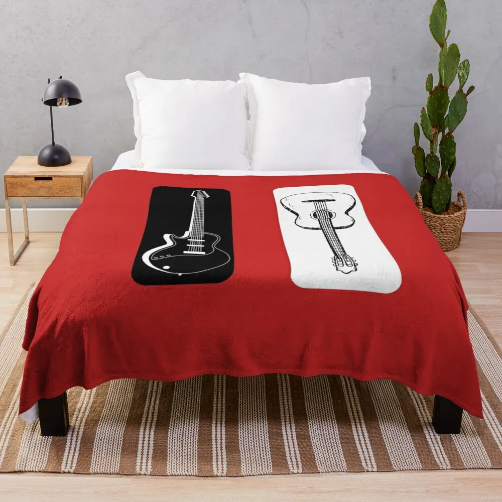 Fun design of electric guitar and acoustic guitar Throw Blanket bed plaid Decorative Beds Blankets