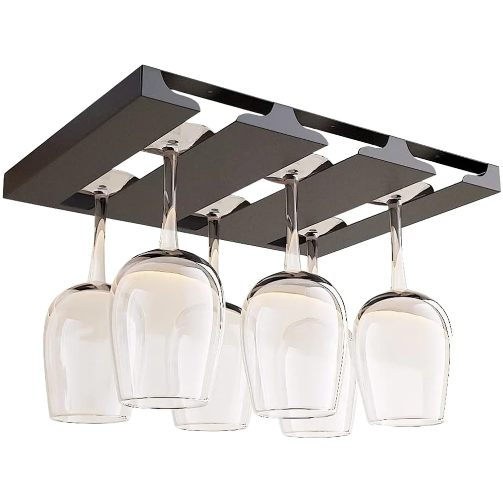 Hanging Stemware Rack Wine Glass Holder Metal Construction Wall-mounted Design 3-slot Capacity 4-slot Capacity