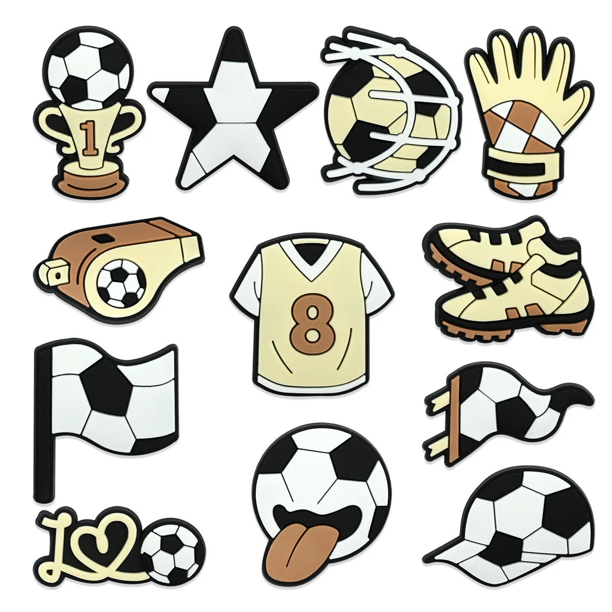 Hot-selling football series shoe buckle PVC soft rubber hole shoes shoe flower removable shoe accessories