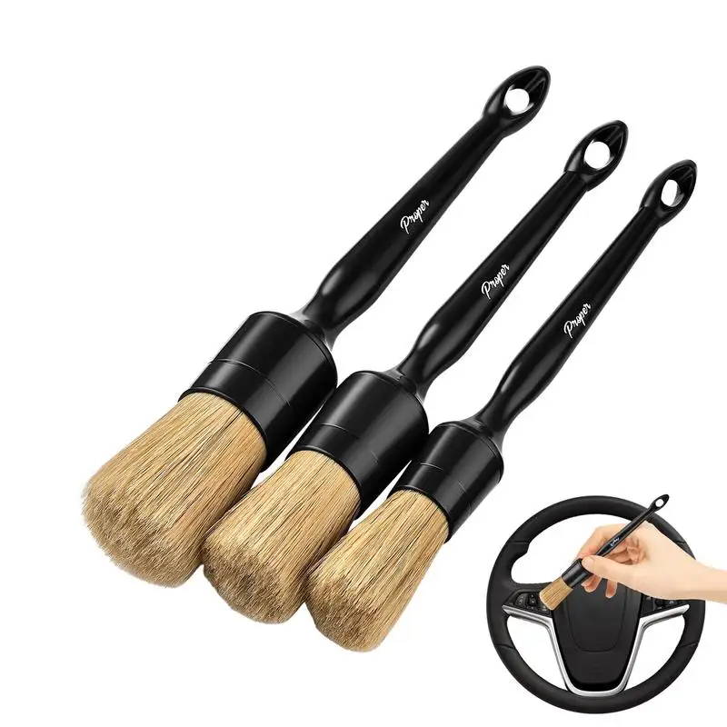 3 PCS Car Exterior Interior Detail Brush Ultra Soft Car Detail Brushes Auto Interior Detail Brush With Synthetic Bristles