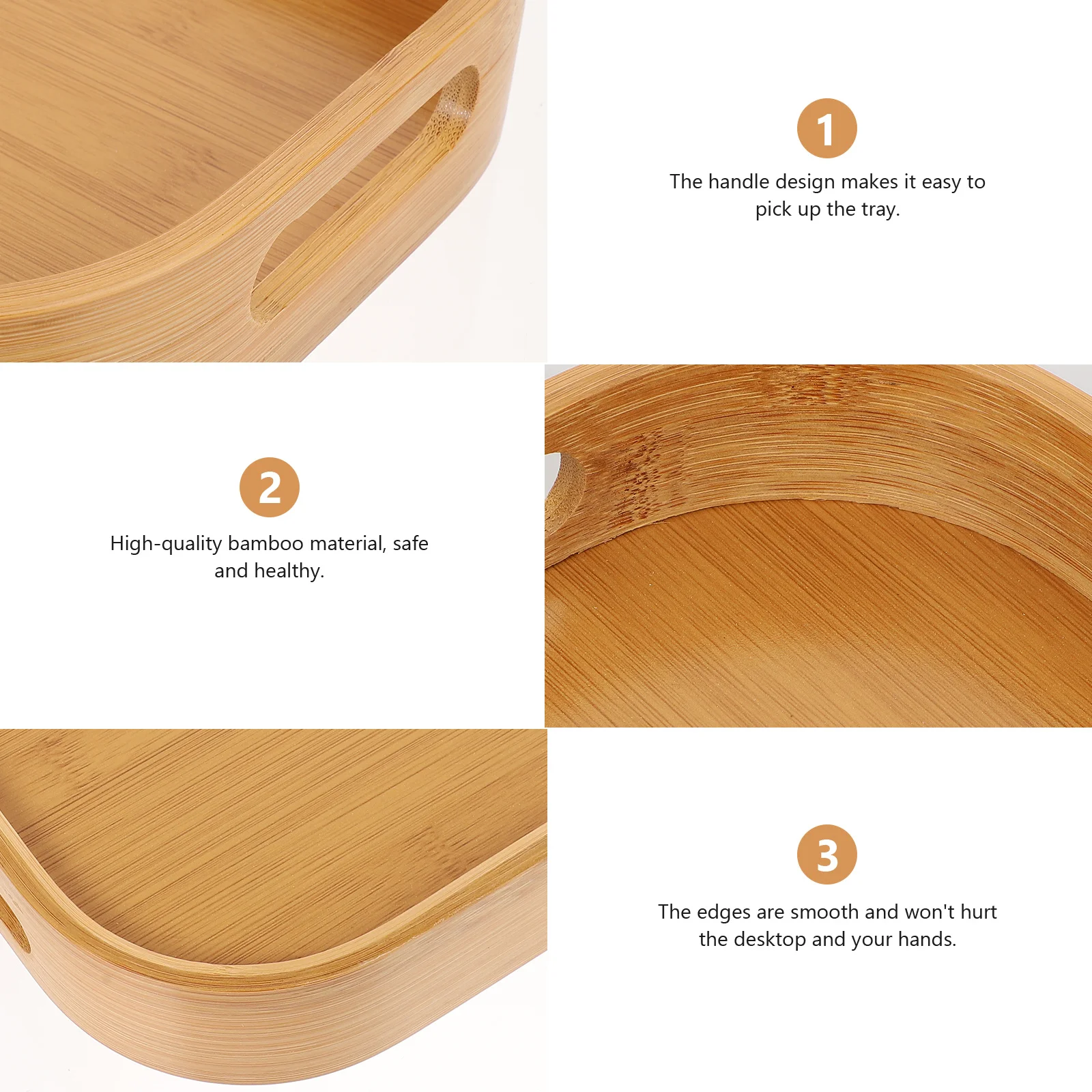 

1Pcs Bamboo Serving Tray Practical Food Storage Tray Lightweight Household Snack Plate Bamboo Tableware