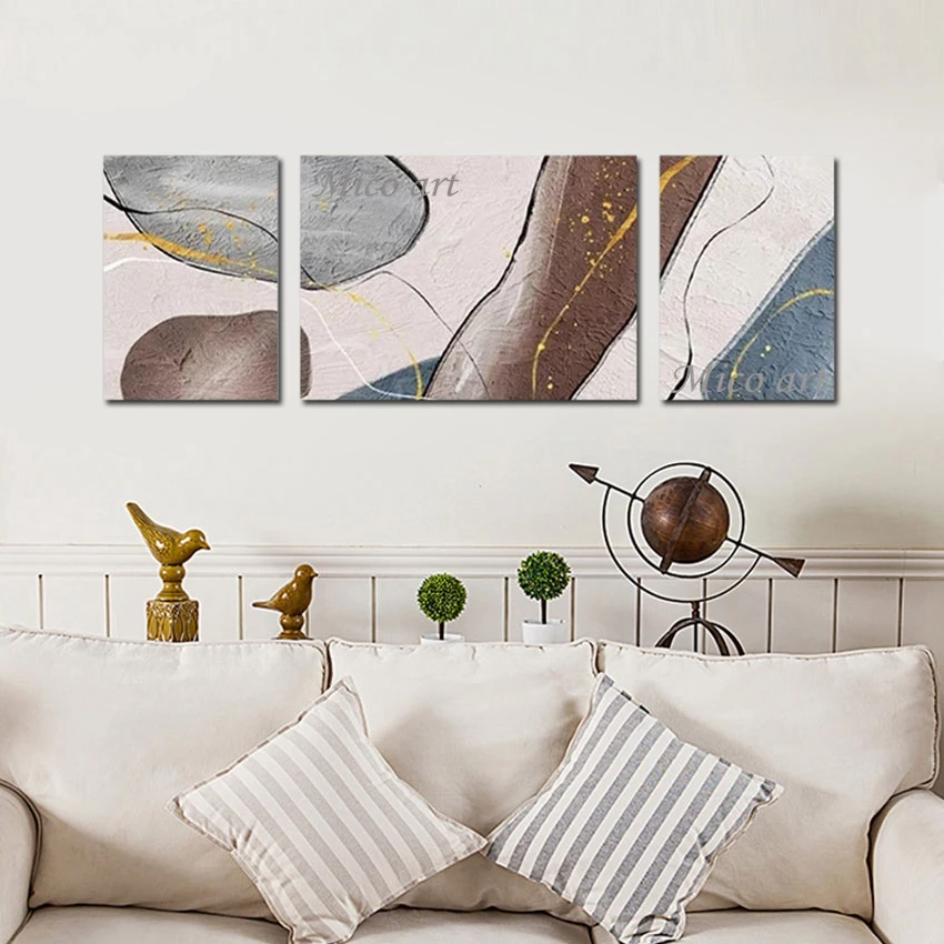 

3PCS Acrylic Decorative Painting Unframed Artwork Gold Foil Line Texture Canvas Drawing New Arrival Abstract Picture Art Wall