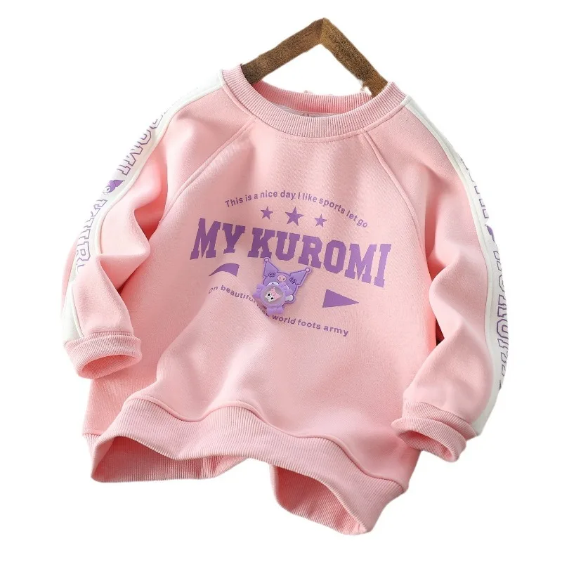 Sudadera con capucha de manga larga de Anime Kawaii Sanrio Ins Kuromi para niños, camisa de lana suelta de dibujos animados lindos, ropa de regalos para niños