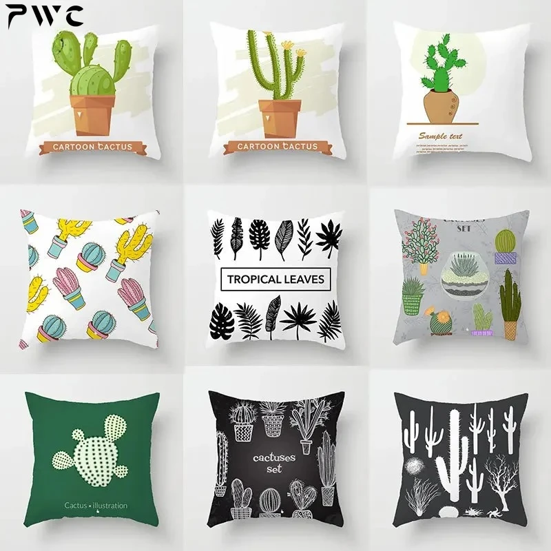 40/45/50cm Cactus Print Throw Pillow Cover Succulent Desert Plant Cushion Cover for Home Sofa Chair Pillow Cover