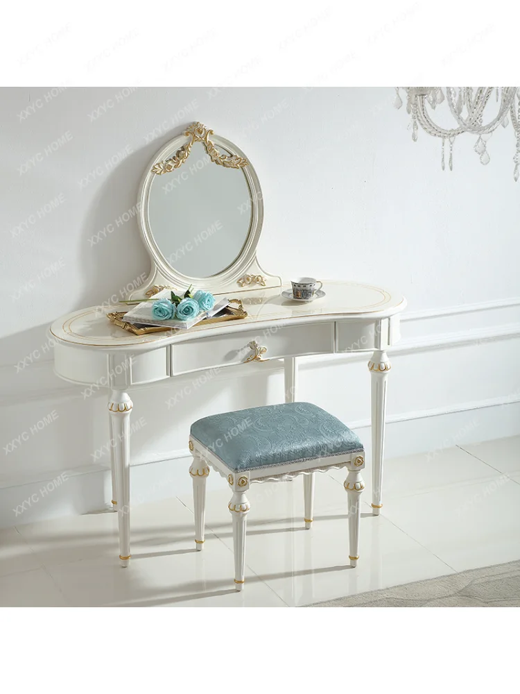 French Pastoral Style European Romantic Fresh Dressing Table Bedroom Makeup Table Dressing Stool Mirror