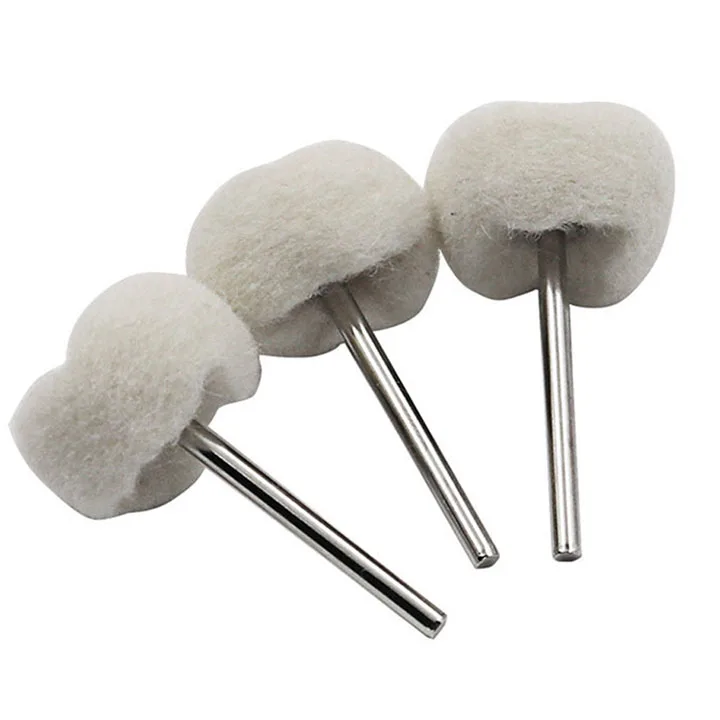 5Pcs 3mm Shank Wool Polishing Head Grinding Jewelry Metal Wheel Buffing Felt Polish Brush Drill Rotary Tool Accessories