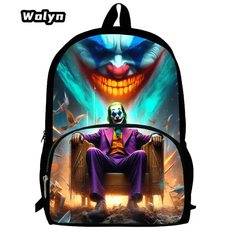 Joker Mochila for Collage School Backpack for Grade 1-4,School Bags for Boy Girls Children Backpacks,Print Design logo Book Bag