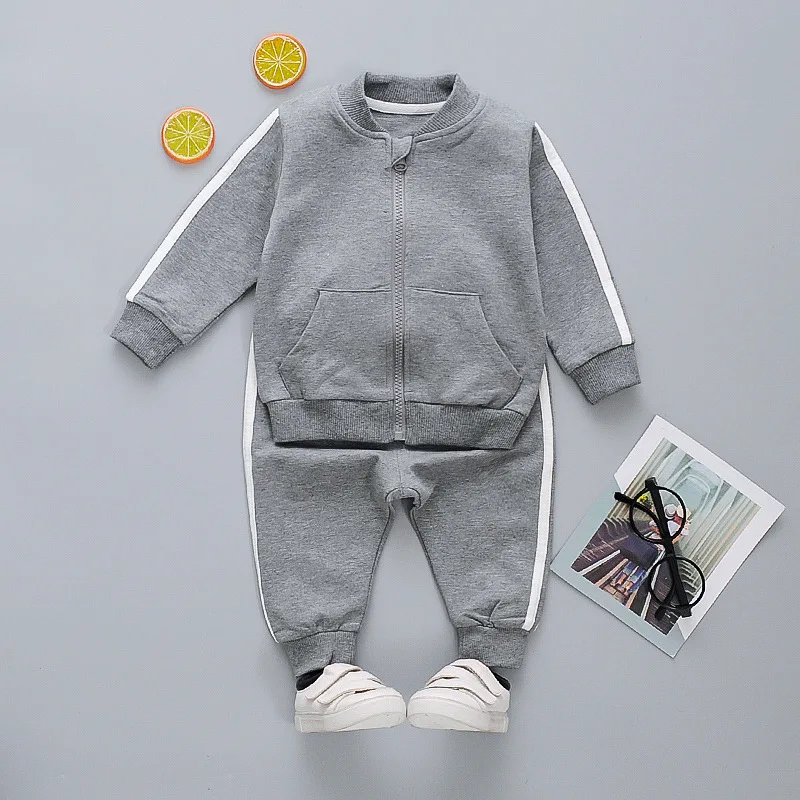 1-7Year Children Sport Suit Girl Long Sleeve Zipper Sweatshirt Pant 2Pcs Set Baby Clothes Kid Boy Tracksuit Autumn Coat A514