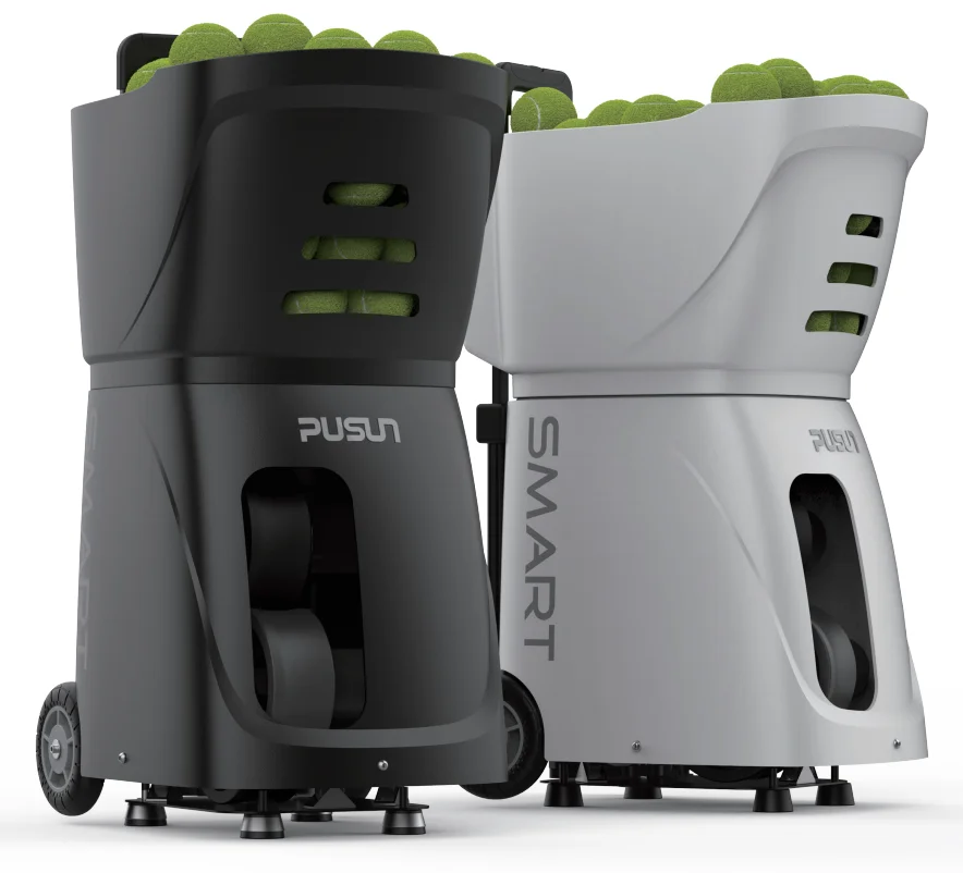 PUSUN PT-SMART Máquina automática de pelotas de tenis para principiantes, lanzador de práctica con aplicación de teléfono inteligente para equipos de entrenamiento