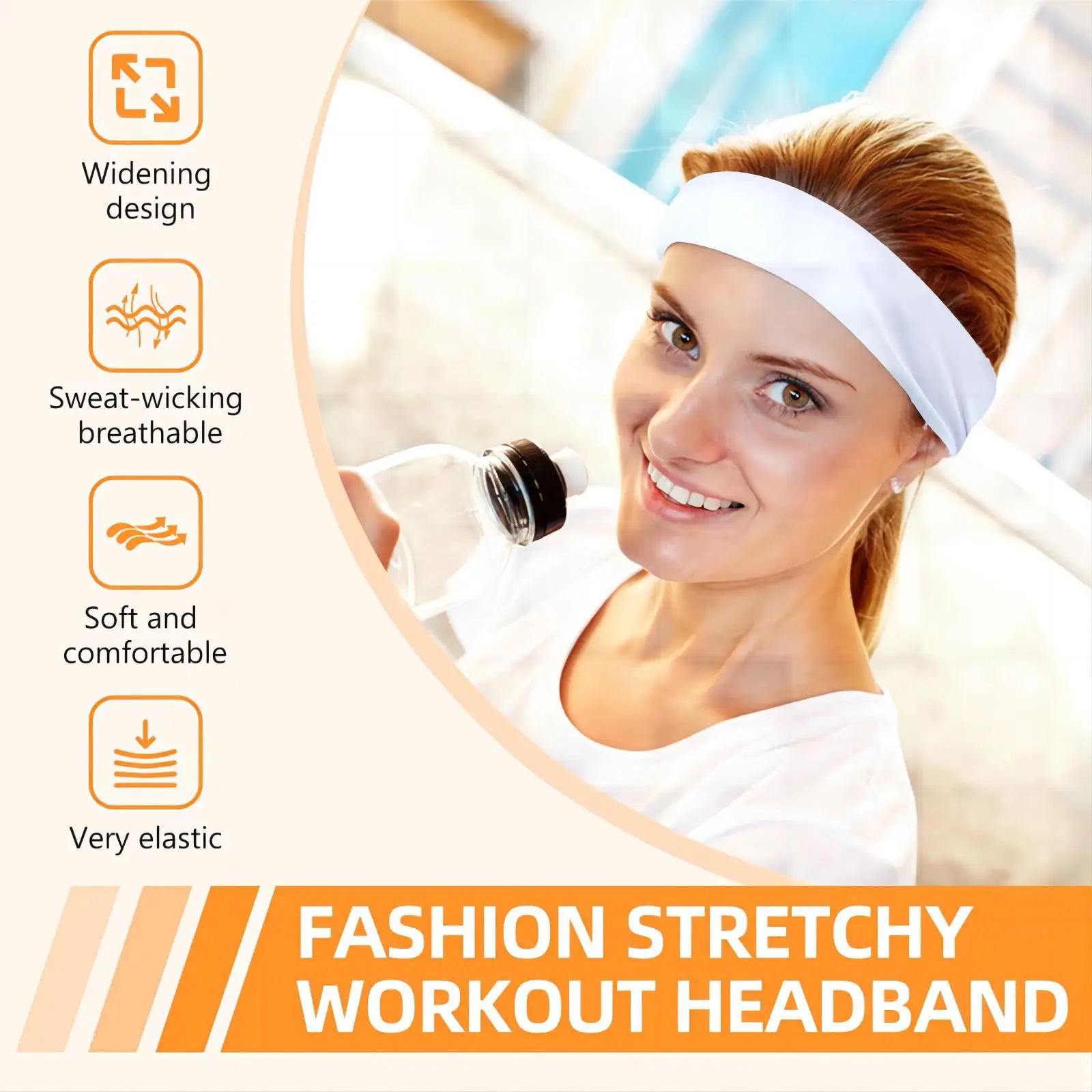 16pcs Women's Solid Color Elastic Sports Headbands, Moisture Wicking, Versatile For Yoga, Running, Daily Wear,Festival,Party