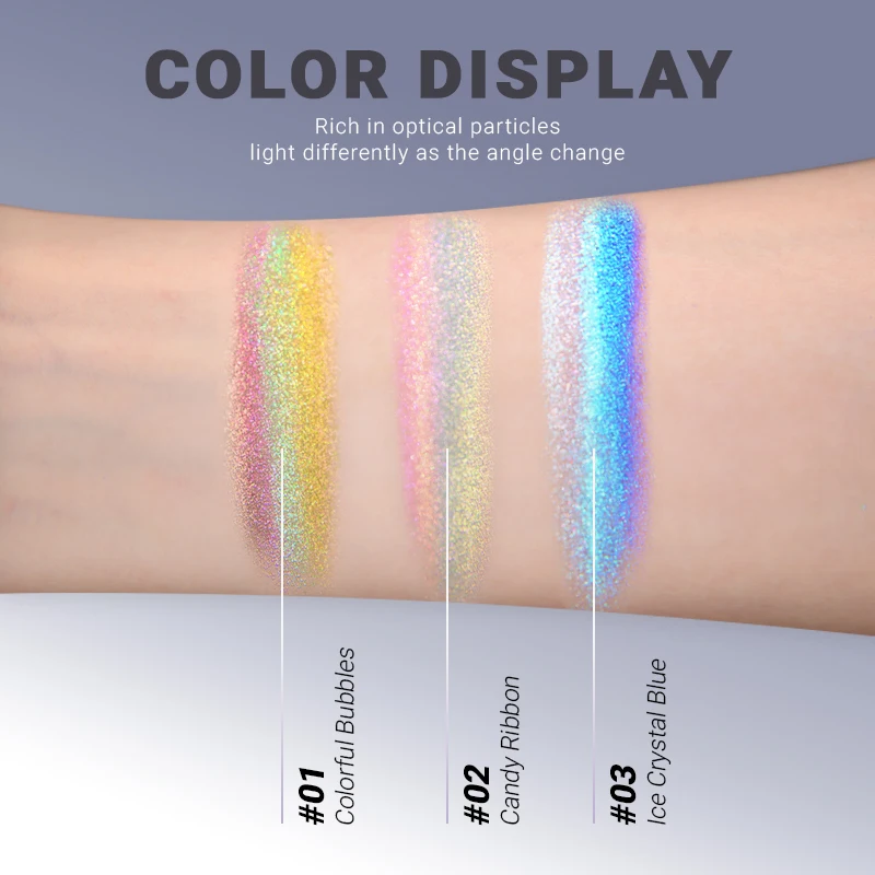 CHARMACY Rainbow Duochrome Eyeshadow New 5 Colors Shimmer Multichrome Long-lasting Eye Shadow Cosmetic Makeup for Women