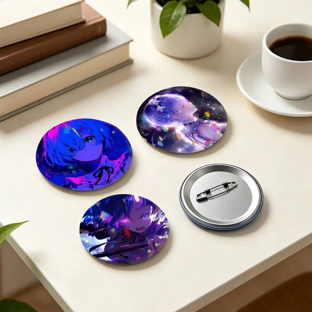 R-Re Zero Cool Anime R-Rem  25mm 32mm 44mm 58mm 75mm Brooches Badges Pins for Accessories Gift