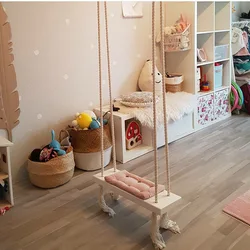 Kind Schaukel Stuhl Hängen Schaukeln Set für Kind Erwachsene Sicherheit Kinder Spielzeug Schaukel Massivholz Sitz mit Kissen Baby Zimmer dekoration