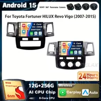 Android 15 Carplay Auto para Toyota Fortuner HILUX Revo Vigo 2007-2015 reproductor de Radio Multimedia estéreo navegación GPS vídeo DSP