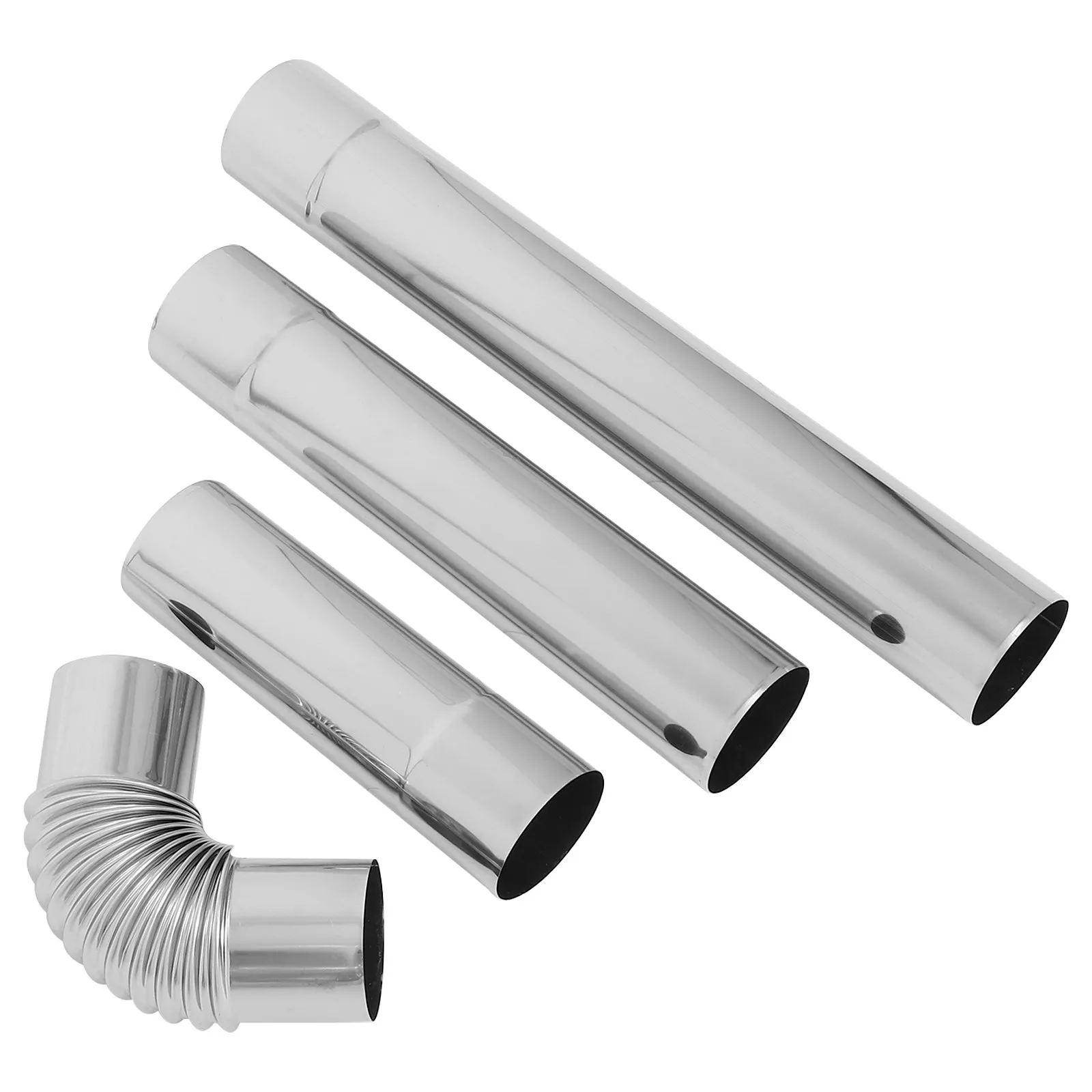 

4Pcs Stainless Steel Stove Pipe Kit Corrosion Resistant High Temp Chimney Flue Pipe Elbow Straight Tube for Wood Pellet Gas