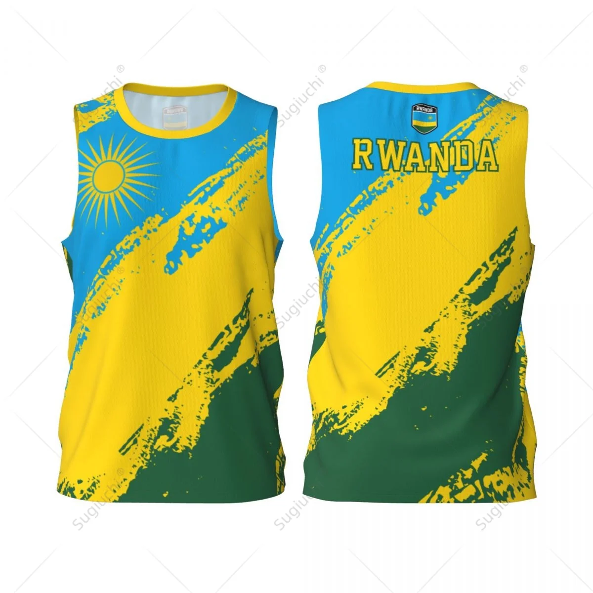 Men Basketball Sports Rwanda Flag Running Fitness Multifunction Sleeveless shirt Custom Name Nunber Exclusive