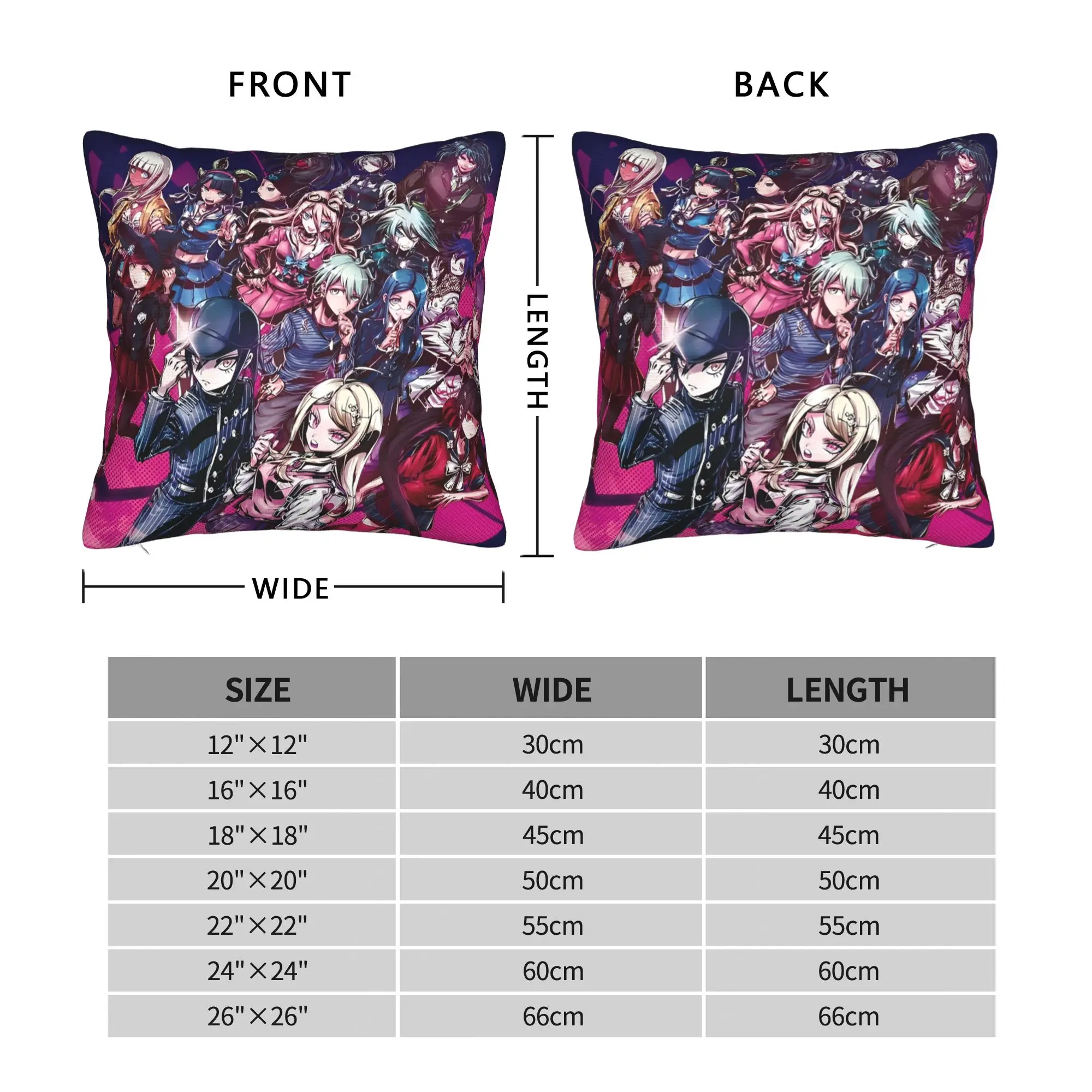 Danganronpa انمي ياباني سادات ميرش الطباعة غطاء الوسادة ديكور رمي كيس وسادة غطاء المنزل متعدد الحجم