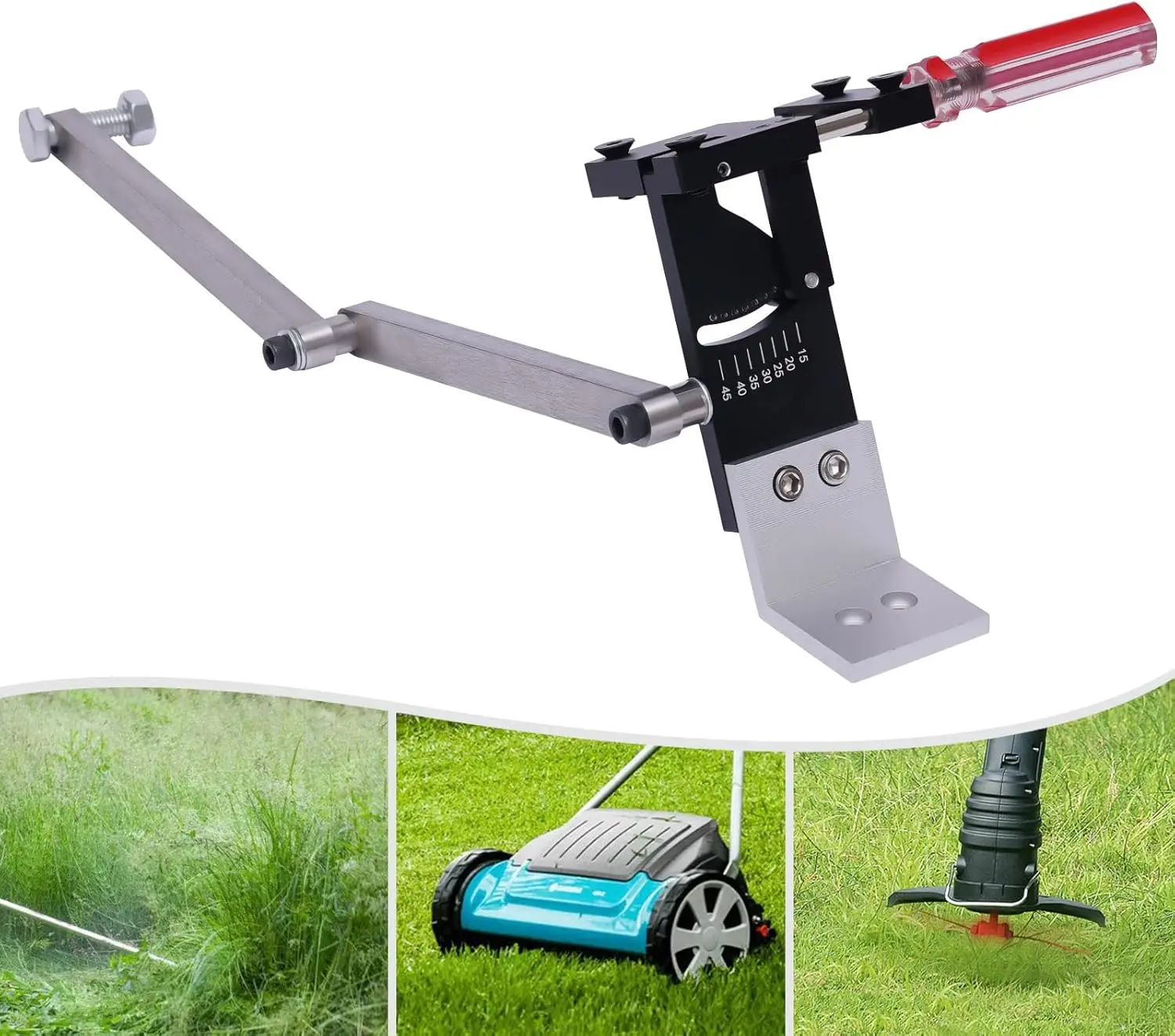 

Lawn Mower Blade Sharpener with Handle 15°-45° Adjustable Angle Lawn Mower Blade Sharpener Tool for Sharpening Blades
