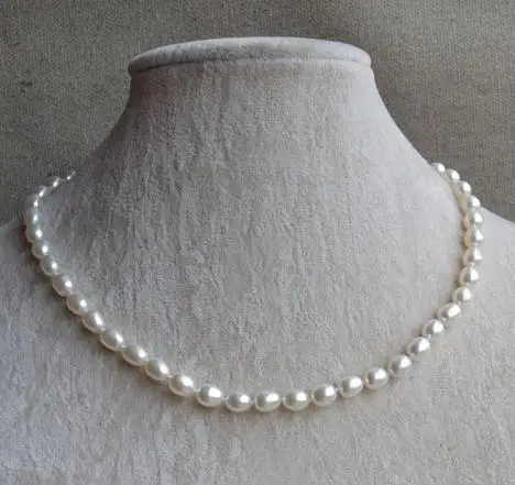 

New Fashion Freshwater Pearl Necklace,6-7mm White Rice Genuine Pearl Jewelry,Classic Choker Necklace,Charming Women Gift.