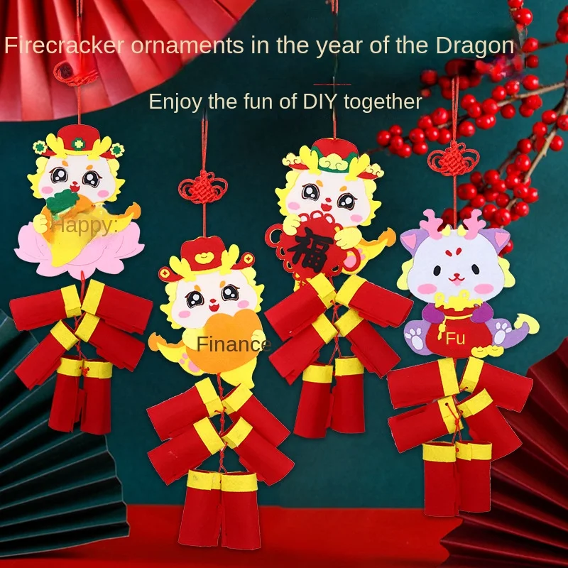 

Crafts Chinese Style Decoration Pendant Dragon Pattern Maroon Spring Festival Decoration DIY Toy with Hanging Rope