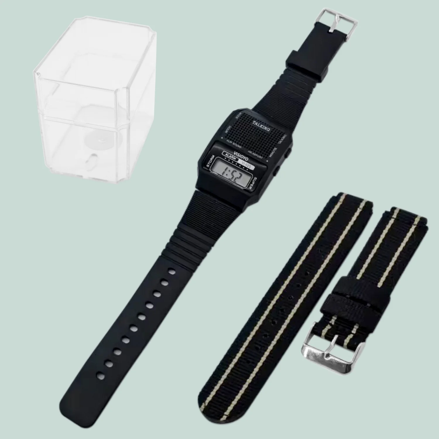 視覚障害者や高齢者向けのイタリア語会話時計--自動的にアラーム付きで時間を測定するダイスタイム機能--シリコンストラップ-ナイロンギフト--視覚障害者や障害のある方のための最適な製品-視覚障害者向け-vi-025-ti