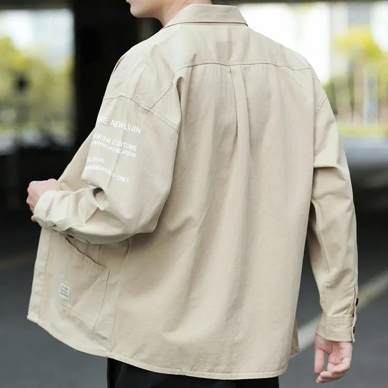 Men's Workwear Shirt Long Sleeve Durable Anti-soil Casual Style Spring Autumn Fashionable Office Uniform Quality Collar Jacket
