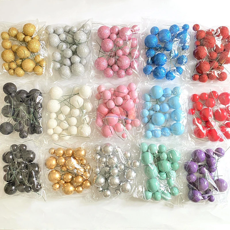 20PCS Cake Topper Ball Set Spheres DIY Birthday Cake Decoration for Party Celebrate Wedding Glitter Balls 2cm-4cm