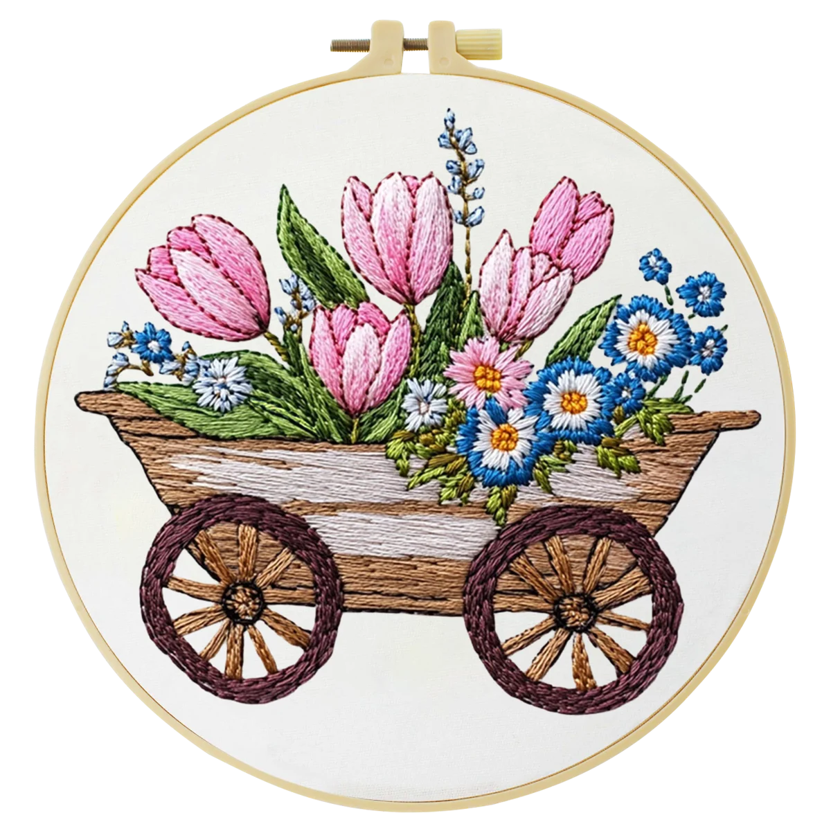 1 Stück 20X20CM/15X15CM 7,87/6,3 Zoll Blumen-Stickerei-Starter-Kit DIY-Kit DIY-Stickerei-Set Handarbeiten Malerei Nadelkunst – Detail 4