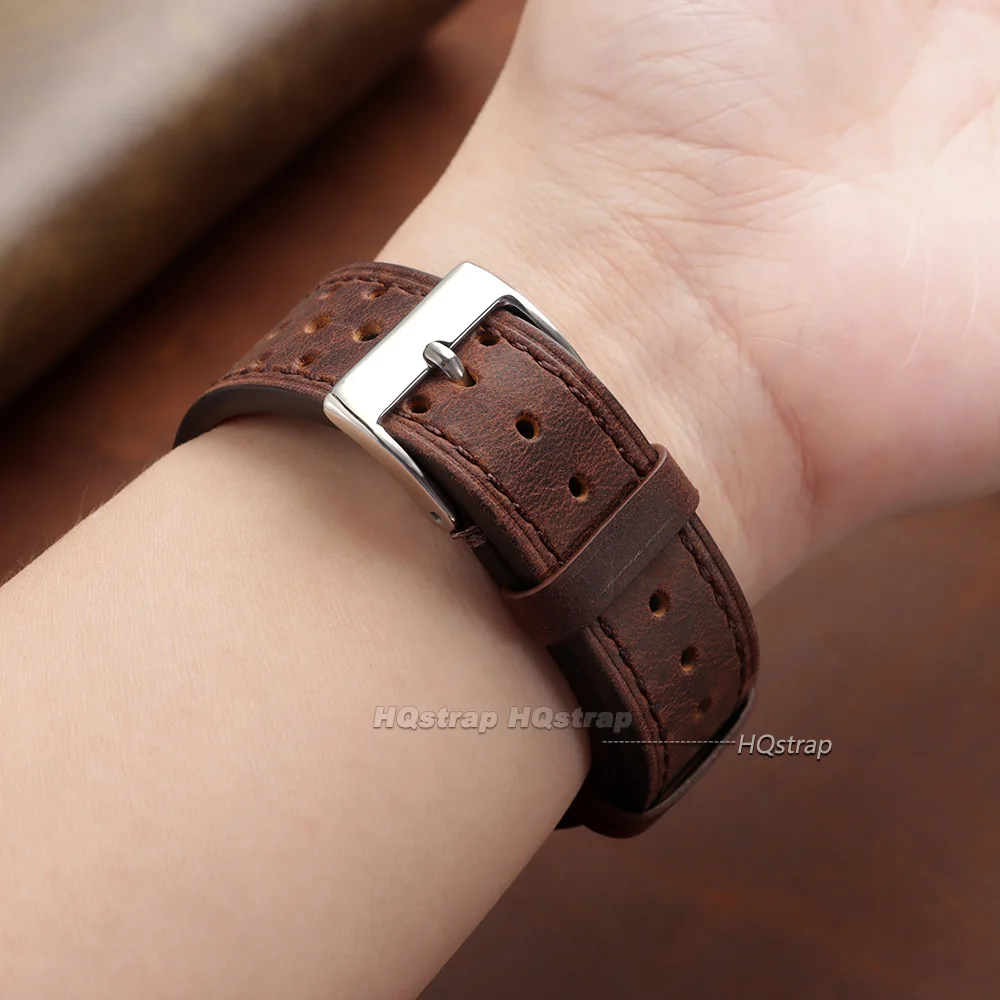 Atmungsaktives Rindsleder-Uhrenarmband, 18 mm, 19 mm, 20 mm, 21 mm, 22 mm, 24 mm, Retro-Lederarmband für Seiko-Uhrenarmband, Schnellverschluss-Armbänder – Detail 7