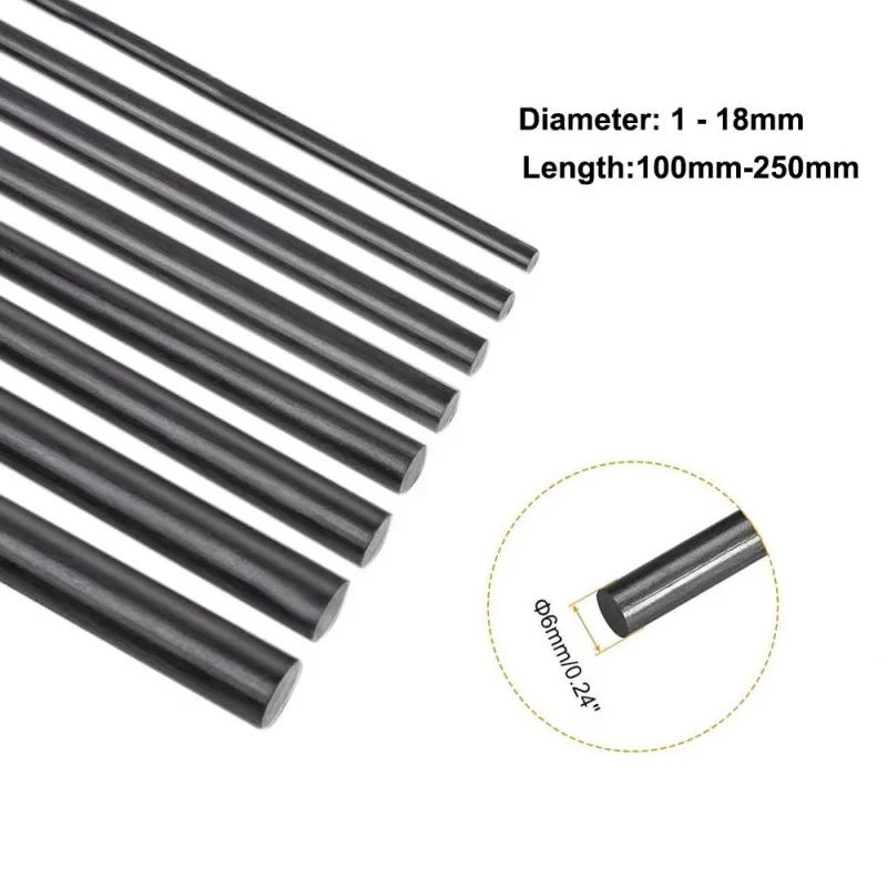 1~10pcs Carbon Fiber Solids Rods Diameter 1mm~18mm Cylindrical Carbon Shaft for RCs Models or DIY