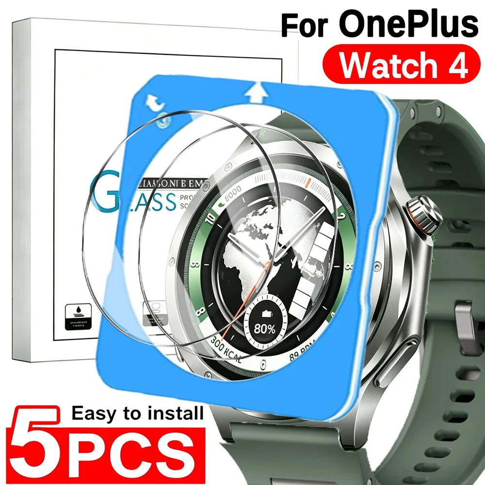 1-5PACK HD Tempered Glass for OnePlus Watch 4 Screen Protector with Auto-alignment Install Kit 9h Anti-scratch Protective Films