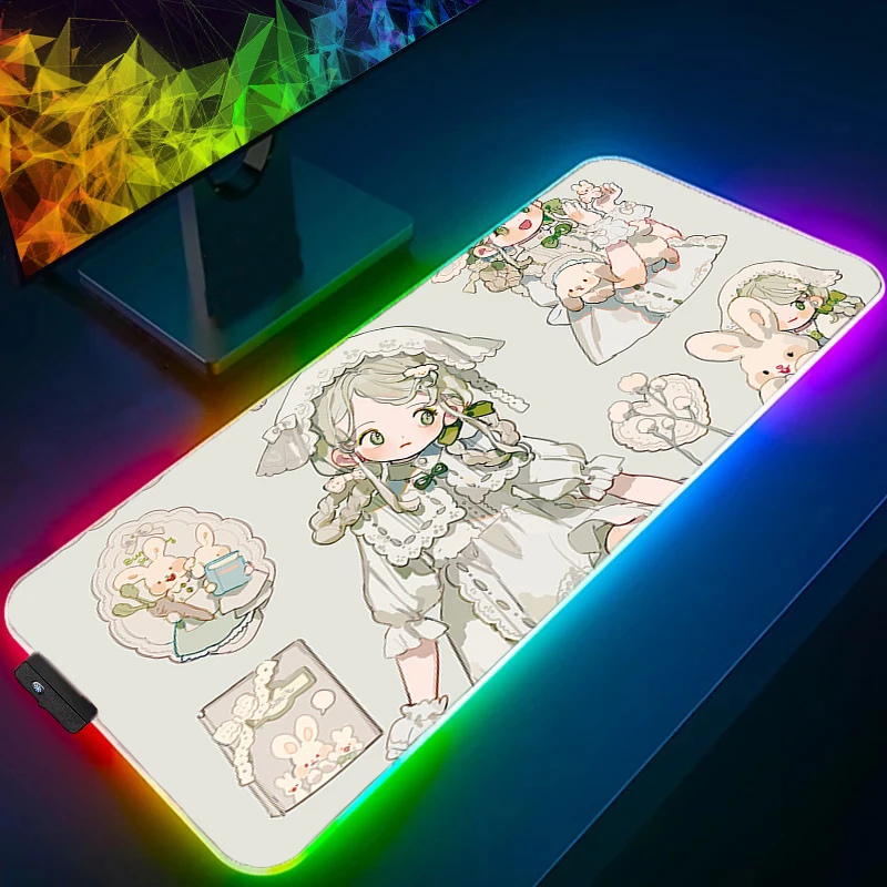 

LED Mouse Pad Gaming Accessories Computer Anime Sexy Girl Keyboard Pad RGB PC Gamer Designed Specifically For E-sports Mousepad