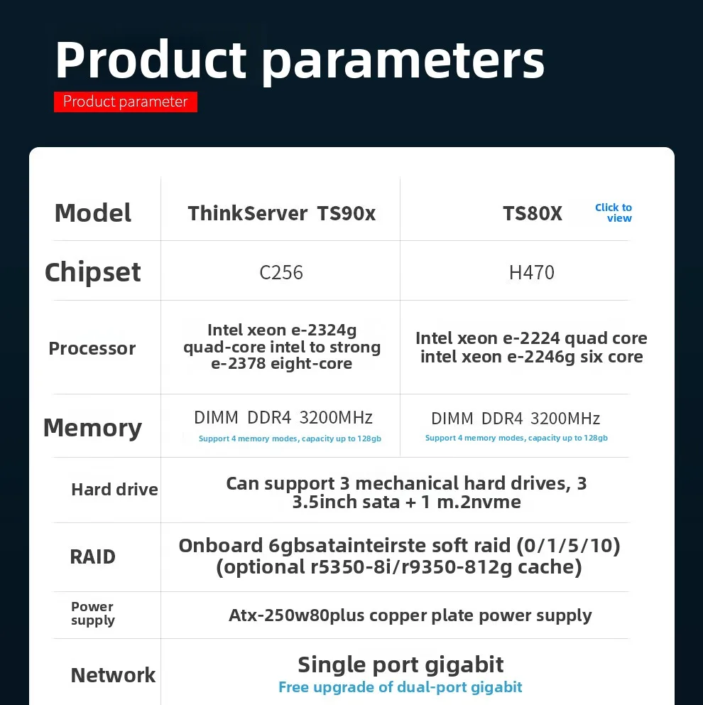 Applicable Lenovo TS90X Commercial Enterprise Financial ERP Management Tower Server Host E-2378 Octa Core