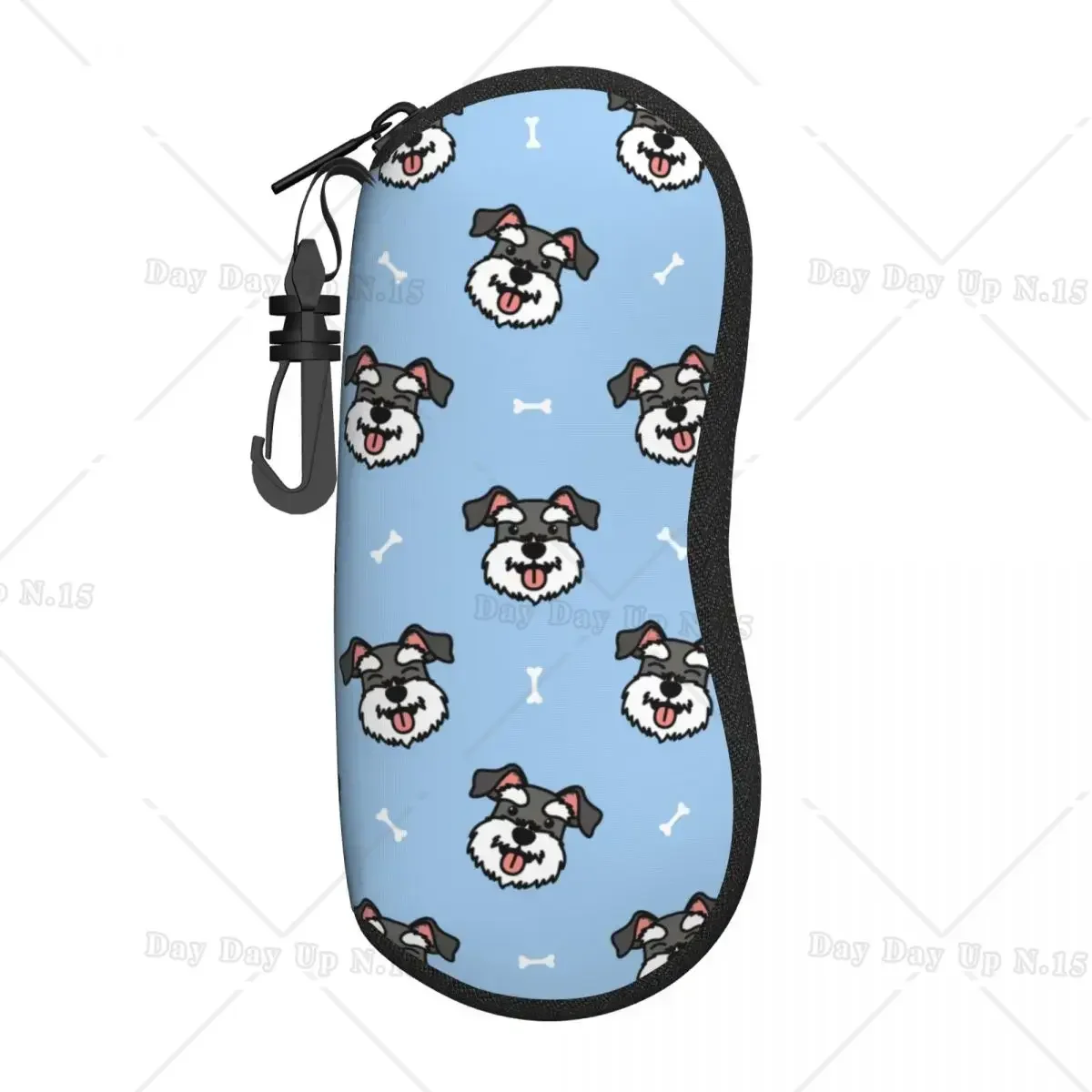 Cute Schnauzer Dog Glasses Case New Zipper Gift for Animal Dog Lover Reading Protector Vintage Eyewear Container