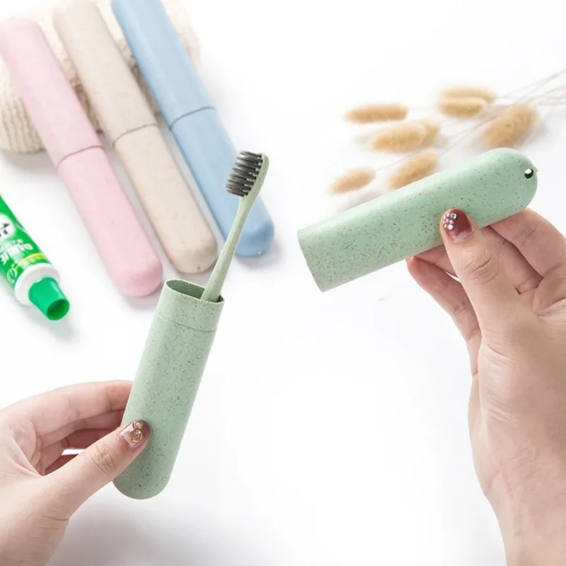 Portable Toothbrush Protective Covers Travel and Business Travel Nordic Simple Wheat Straw Wash Toothbrush Set Toothbrush Barrel