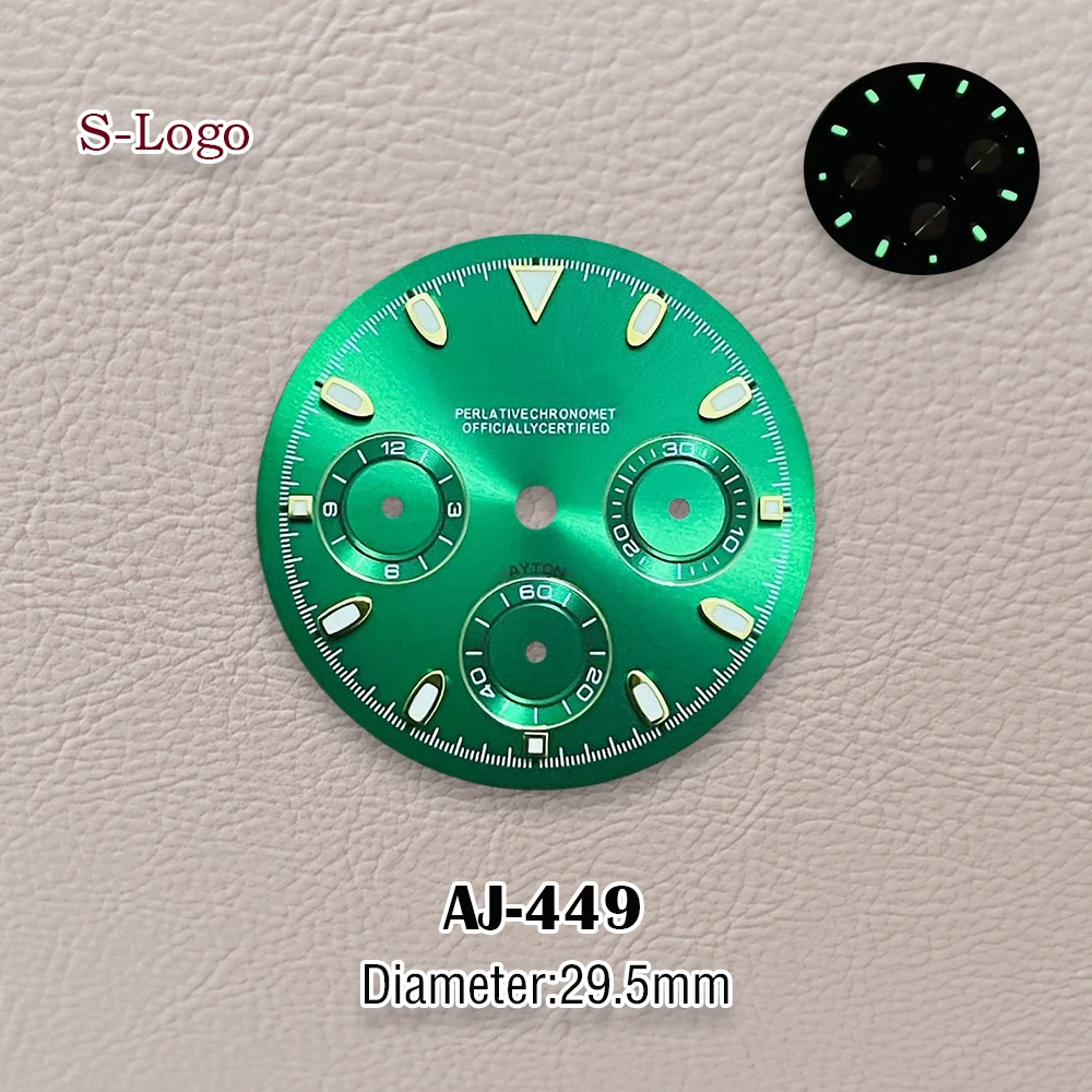 29.5mm VK63 S Logo VK63 Dial Suitable For VK63 Movement Green Luminous Watch Modification Accessories  Repair tools ﻿