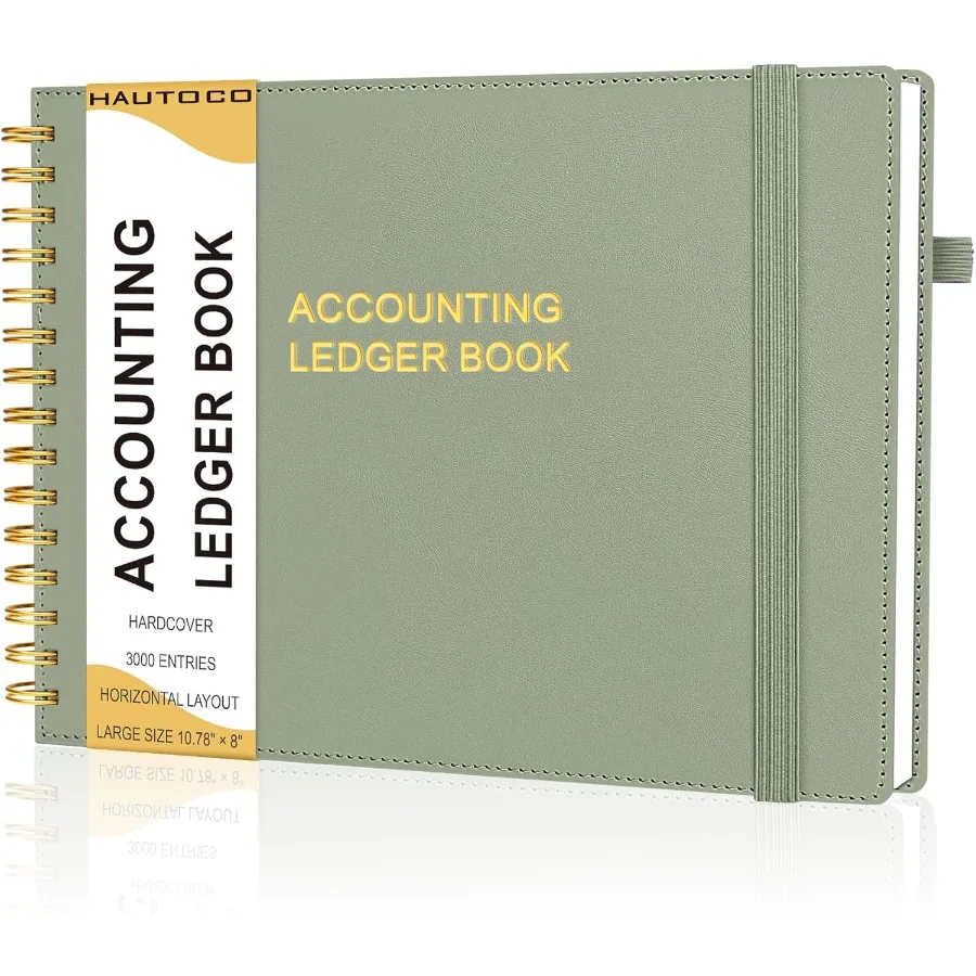 ハードカバー会計帳簿 小規模ビジネス会計用 横型お金支出トラッカーノートブック 収納ポーチ2個付き