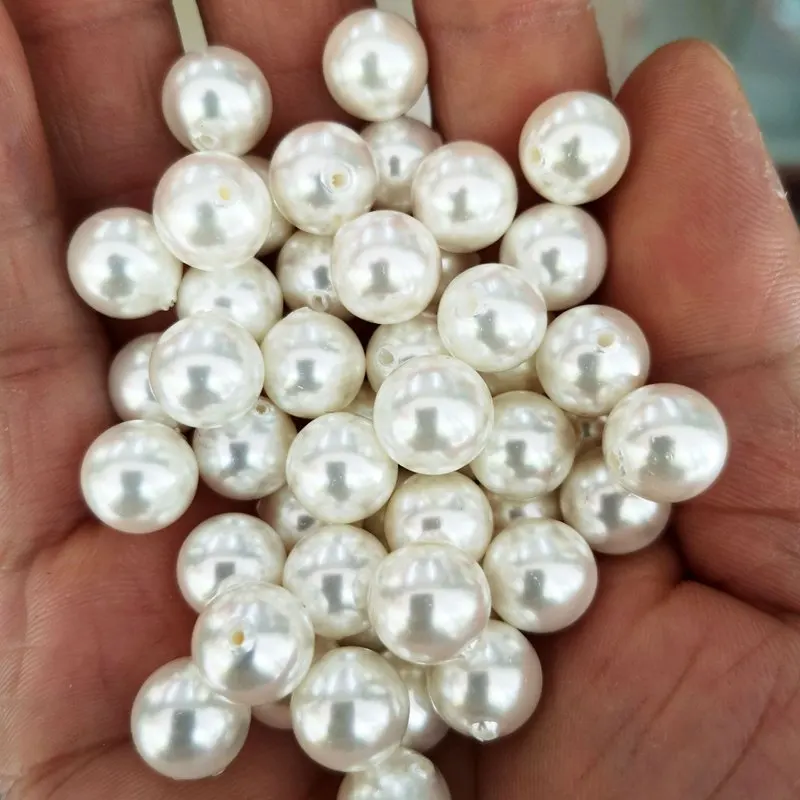 High Quality Shell Pearl Beads Multicolor Loose Half Hole 6-14mm Smooth Round Shape Earrings Jewelry Accessories 20pcs sk435