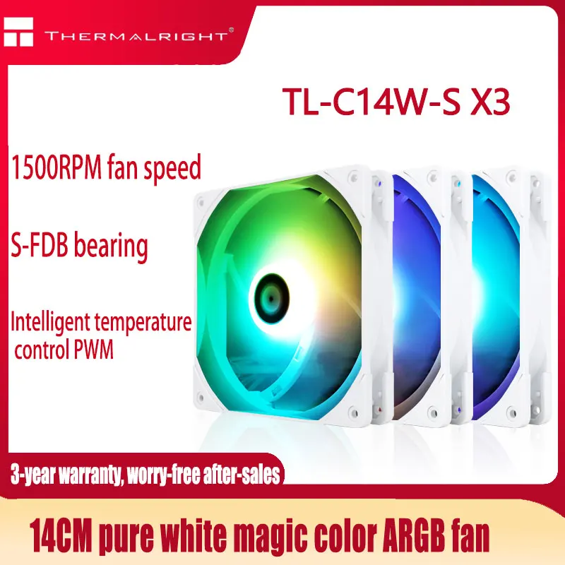 

Thermalright TL-C14W-S X3 14cm Chassis Symphony Low Noise Fan S-FDB Bearing Supports ARGB Up To 17 Modes Fan Three-Year Warranty