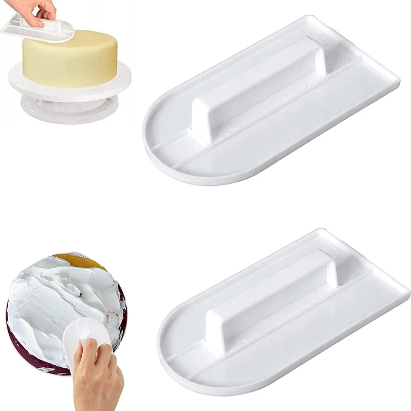 2Pcs Cake Scraper Set Cake Smoother Kit Fondant Spatula Cake Edge Smoother Cream Leveling Device Cake Icing Smoother Baking Tool